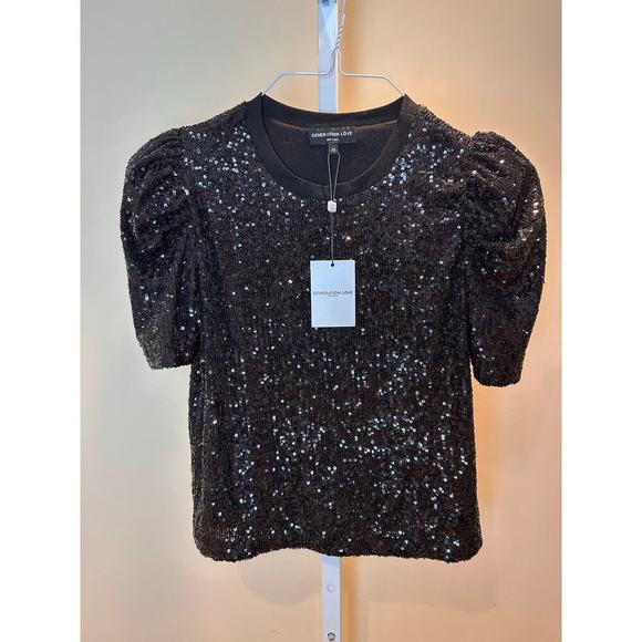 NWT Generation Love Aleah Sequin Top Black size XS - Picture 6 of 6
